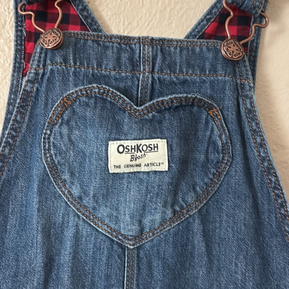 Vintage OshKosh Bgosh Overalls Buffalo Plaid Vestbak Heart Pocket 5T - Picture 4 of 7